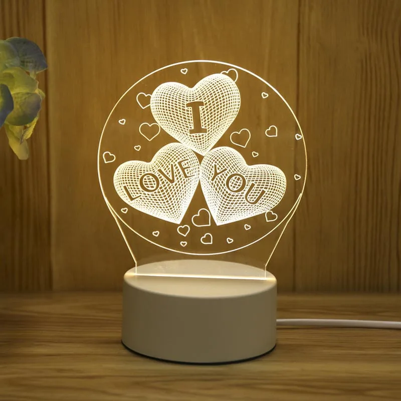 Romantic Love 3D Acrylic Led Lamp for Home Children's Night Light Table Lamp Birthday Party Decor Valentine's Day Bedside Lamp - Image 3