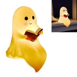 Cute Ghost Reading Book Lamp Book Lovers Halloween Night Light Adorable Ghost Night Light For Bedroom Halloween Decoration