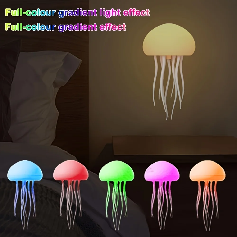 Modern Jellyfish Color-Changing Night Light Features a polished plastic base Ocean-themed illumination Rechargeable - Image 4